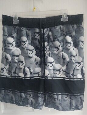 Star Wars Boy Youth  Stormtrooper Graphic Swim Trunks - Black & Gray/100026